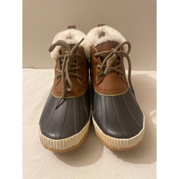 Jsport Women's Size 8 Mary Waterproof Faux Fur Duck Boot Booties Brown by Jambu - Picture 2 of 12